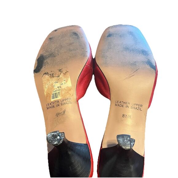 Vintage Two Lips Red Leather Slipon Kitten Heels Women's Size 8.5 READ - Picture 4 of 6